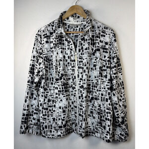 Chico’s women's Size XL 80's retro Full Zip Geometric Print Metallic Jacket